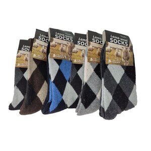 Men Lamb Wool Socks 6 Pairs, Warm Winter Heavy Duty, Arguable Pattern,  NWT